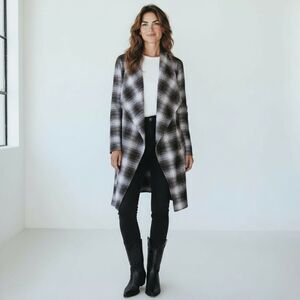 BB Dakota Steve Madden Academia Plaid Longline Blazer Jacket Brown Size L